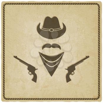 cowboy hat and gun old background - vector illustration. eps 10