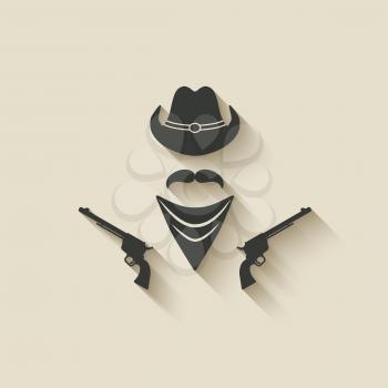 cowboy hat and gun - vector illustration. eps 10