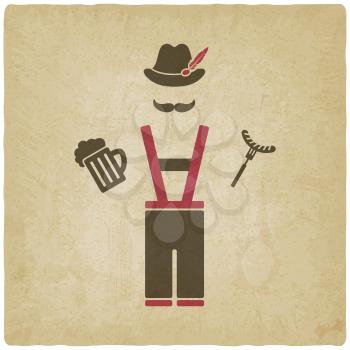 Oktoberfest man with beer mug and sausage - vector illustration. eps 10