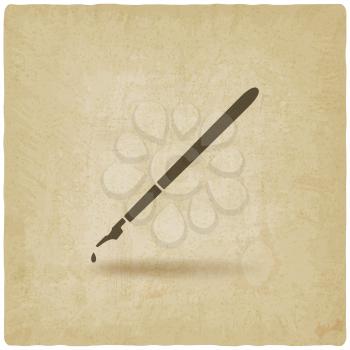 fountain pen with ink drop old background - vector illustration. eps 10