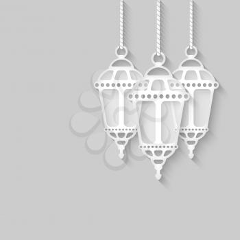 paper lanterns on gray background - vector illustration. eps 10