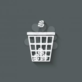 trash basket with crumpled paper design element - vector illustration. eps 10