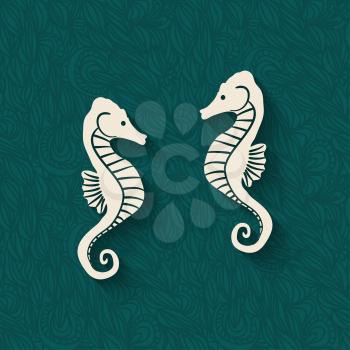 seahorse marine background - vector illustration. eps 10