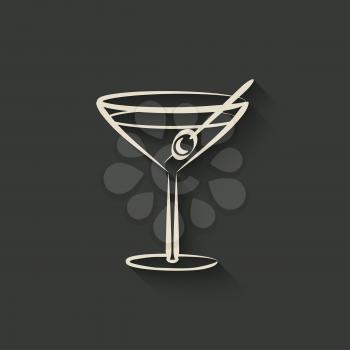 cocktail with olives - vector illustration. eps 10