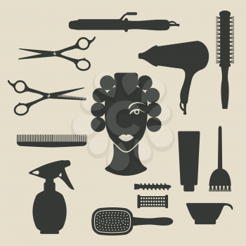 hairdresser icons set - vector illustration. eps 8