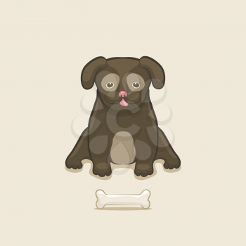 Puppy with bone - vector illustration. eps 8