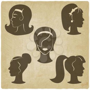 women's hairstyles old background - vector illustration. eps 10