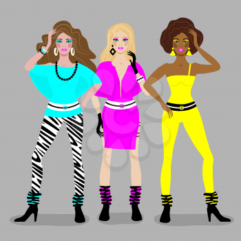 girls disco style - vector illustration. eps 8