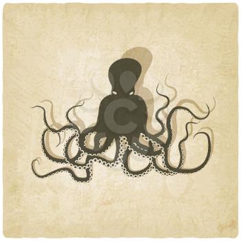 octopus on old background - vector illustration