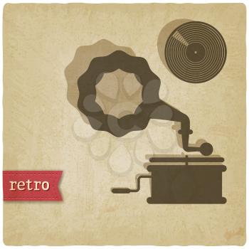 old background with gramophone and record - vector illustration