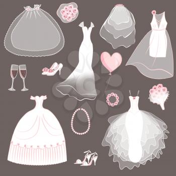 wedding dresses set - vector illustration. eps 10