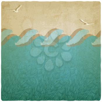 Vintage marine underwater background - vector illustration. eps 10