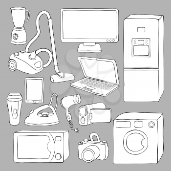 home appliances and electronics icons - vector illustration