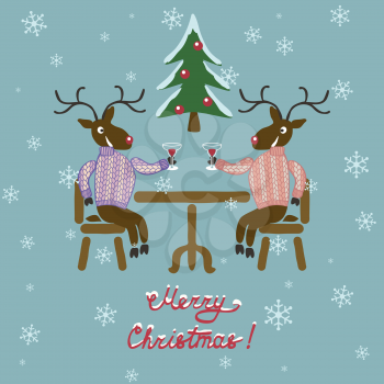 Christmas deer in sweater - vector illustration. eps 8