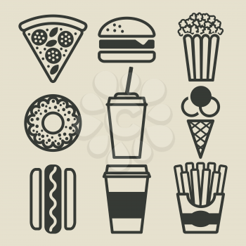 Fast food icons set - vector illustration. eps 8