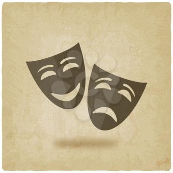 comedy and tragedy masks old background - vector illustration. eps 10