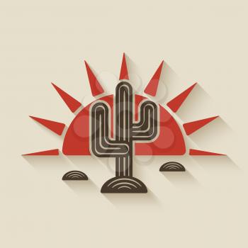 Desert cactus at sunset - vector illustration. eps 10