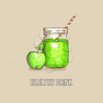 apple healthy drink - vector illustration. eps 10