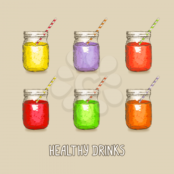 healthy drinks set - vector illustration. eps 10
