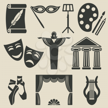 art theater icons set - vector illustration. eps 8