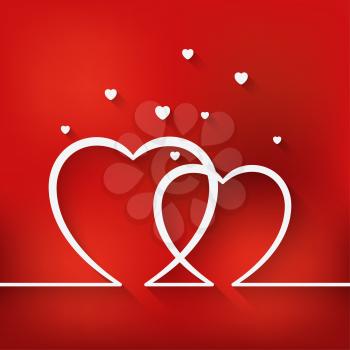 Valentine Day card. Red blurred background with hearts - vector illustration. eps 10