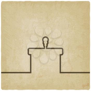 podium with microphone old background - vector illustration. eps 10