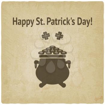 St. Patricks Day card with pot of coins - vector illustration. eps 10