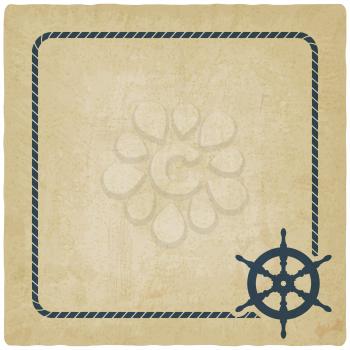 marine background with steering wheel old background - vector illustration. eps 10