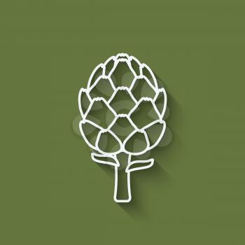 artichoke symbol on green background - vector illustration. eps 10