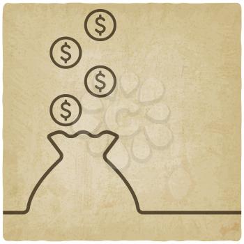 bag of money symboll old background. vector illustration - eps 10