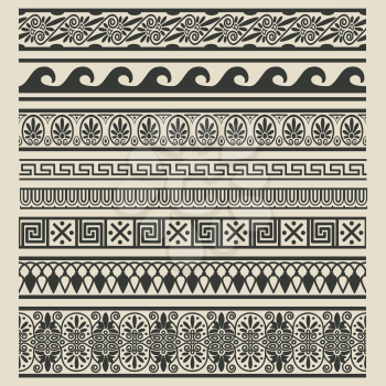 Border decoration set. Greek ethnic seamless patterns for divider, frame, etc. vector illustration - eps 8
