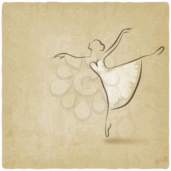 ballerina dancing studio symbol old background - vector illustration. eps 10
