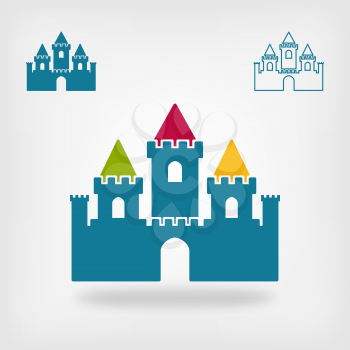 old castle with towers symbol. vector illustration - eps 10