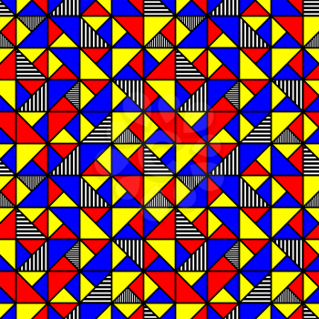 bright colored pattern with squares and triangles in style of the 80s. vector illustration - eps 8
