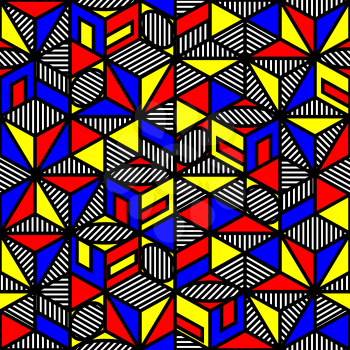 bright colored cube geometric pattern in style of the 80s. vector illustration - eps 8