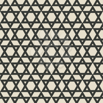 six-pointed star monochrome seamless pattern. vector illustration - eps 8