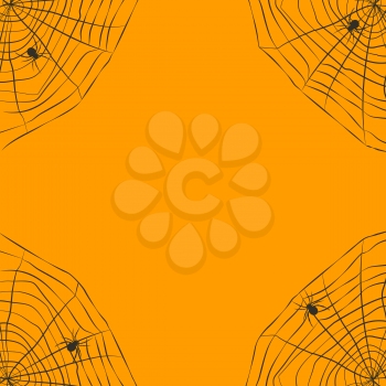 Halloween orange background with spider web. vector illustration - eps 8