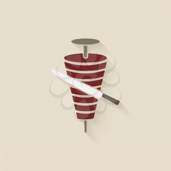 doner kebab with knife. vector illustration - eps 10