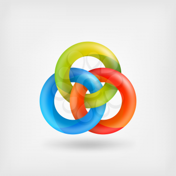 three abstract interlocking rings. vector illustration - eps 10