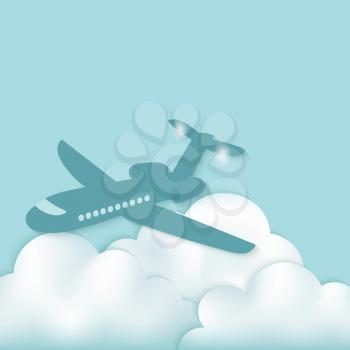airplane above clouds. vector illustration - eps 10