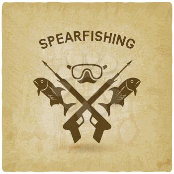 spearfishing club concept design old background. underwater hunting. vector illustration - eps 10