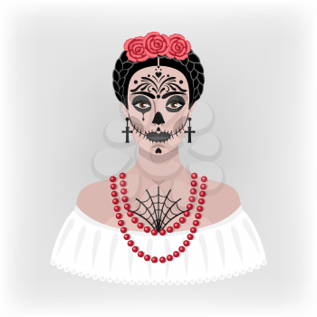 girl with makeup for Day of the Dead - vector illustration. eps 8