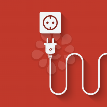 electric wire with plug near outlet. vector illustration - eps 10
