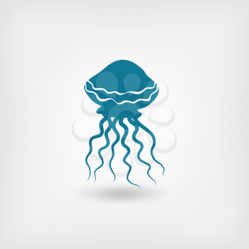 blue jellyfish logo symbol. vector illustration - eps 10