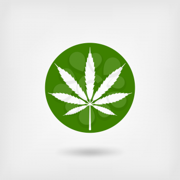 marijuana leaf in green circle. logo symbol. vector illustration - eps 10