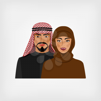Arab man and woman in traditional clothes. vector illustration - eps 8