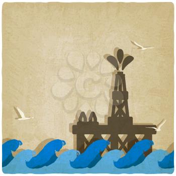 oil platform in blue sea. vector illustration - eps 10