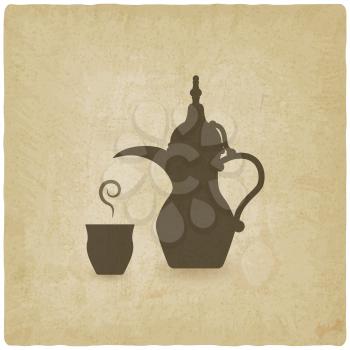 Arabic coffee pot old background. vector illustration - eps 10