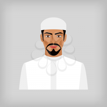 Muslim man in traditional white clothes. vector illustration - eps 8