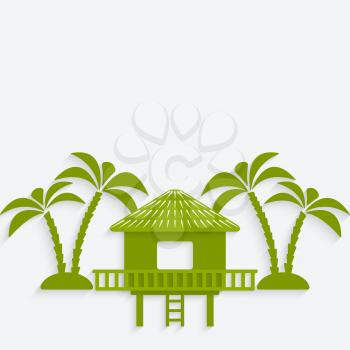 bungalow with palm trees. vector illustration - eps 10